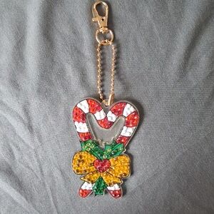 Festive Candy Cane Diamond Art Keychain
